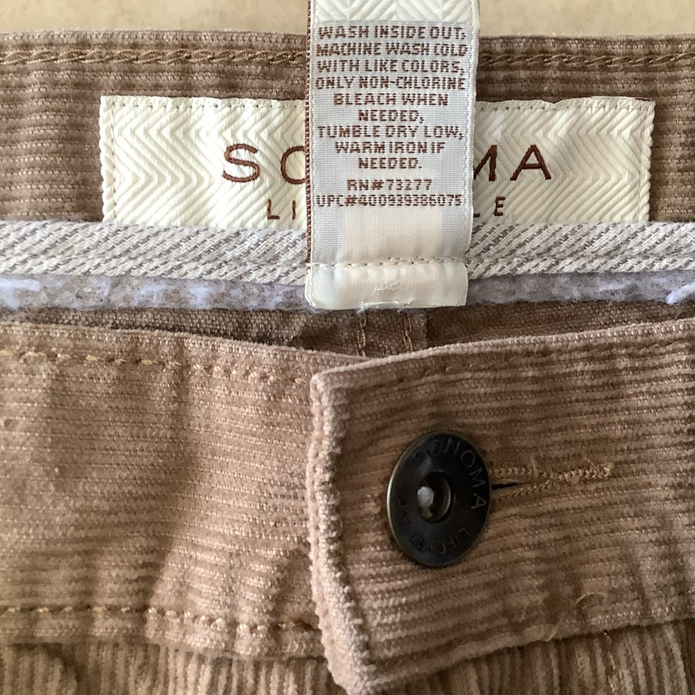 🛍️3/$25 BUNDLE Straight Leg Corduroy Pants Brown Tan Color Size Medium - Picture 3 of 5